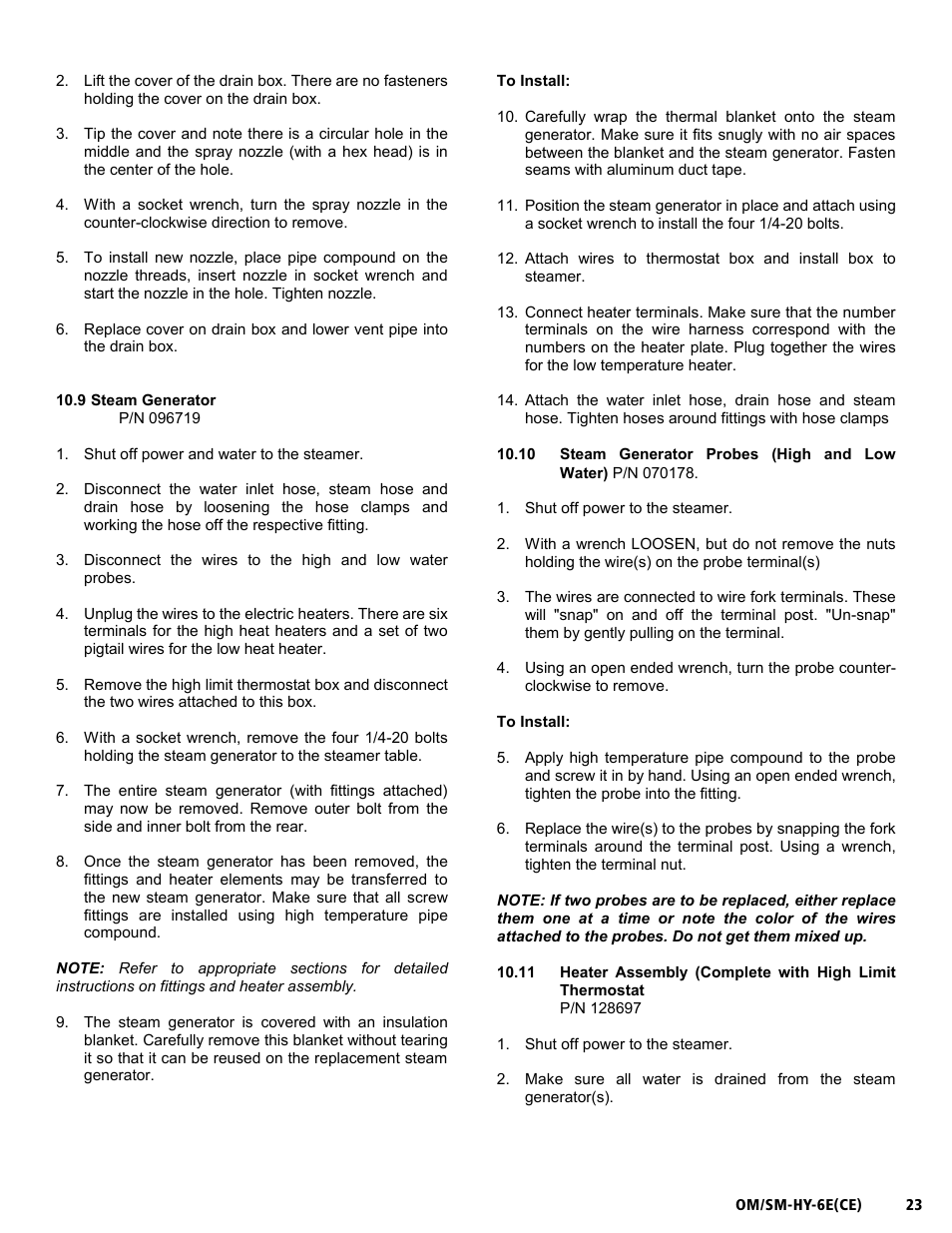 Om/sm-hy-6e(ce) | Unified Brands HYPERSTEAM HY-6E(CE) User Manual | Page 23 / 34