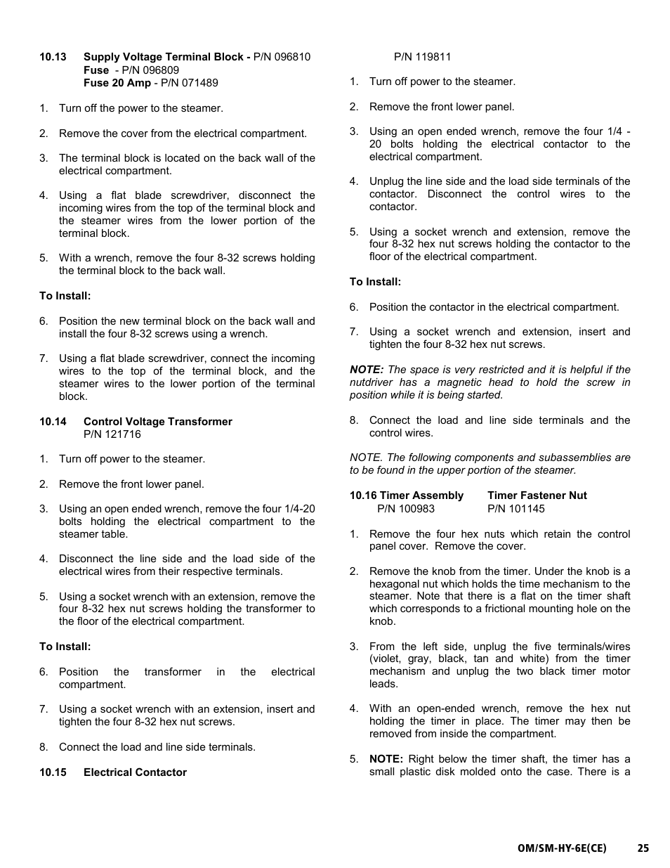 Om/sm-hy-6e(ce) | Unified Brands HYPERSTEAM HY-6E(CE) User Manual | Page 25 / 34