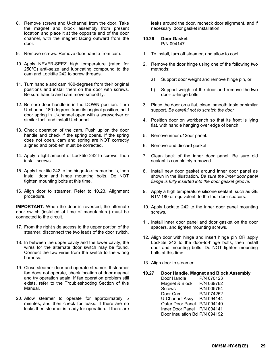 Om/sm-hy-6e(ce) | Unified Brands HYPERSTEAM HY-6E(CE) User Manual | Page 29 / 34
