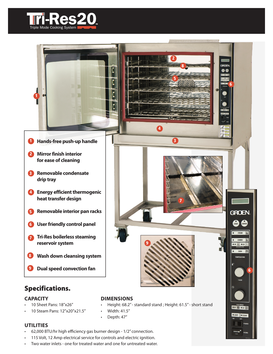 Specifications | Unified Brands Groen Tri-Res20 User Manual | Page 3 / 6