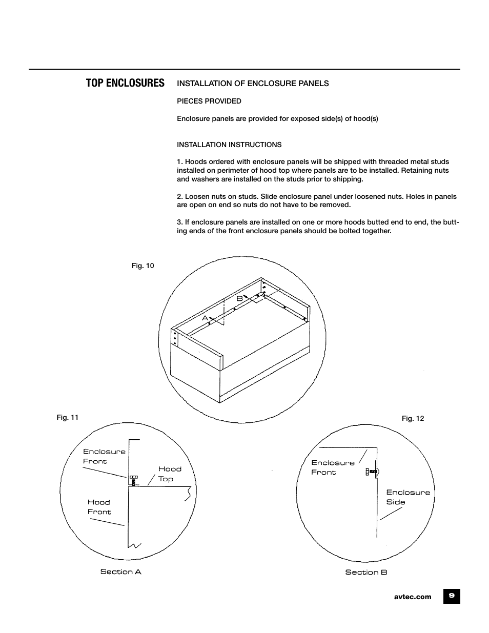 Top enclosures | Unified Brands Kitchen Ventilation Systems User Manual | Page 11 / 16