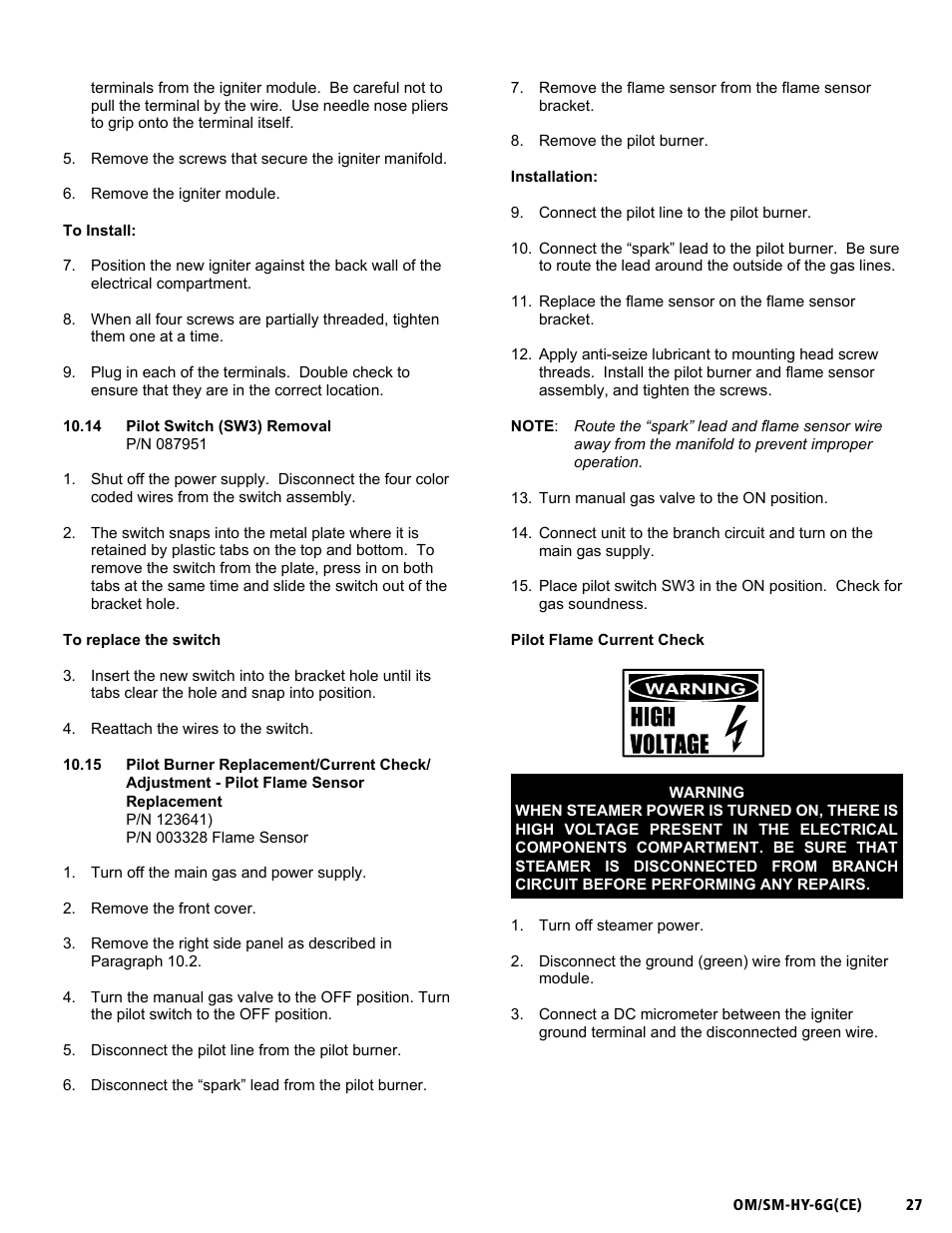 Om/sm-hy-6g(ce) | Unified Brands HYPERSTEAM HY-6G(CE) User Manual | Page 27 / 37