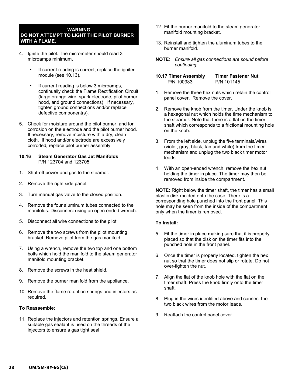 Om/sm-hy-6g(ce) | Unified Brands HYPERSTEAM HY-6G(CE) User Manual | Page 28 / 37