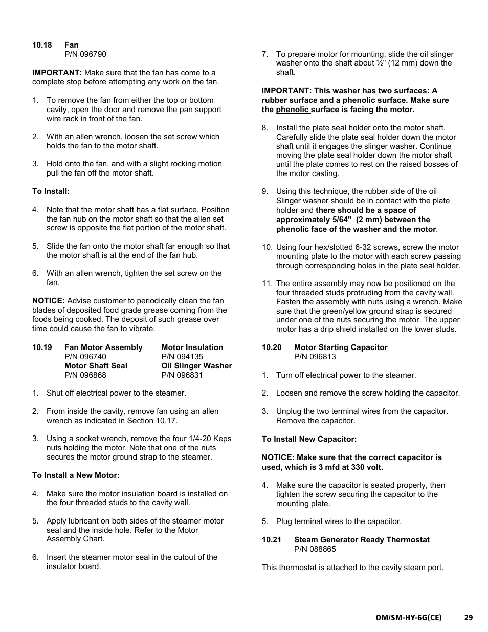 Om/sm-hy-6g(ce) | Unified Brands HYPERSTEAM HY-6G(CE) User Manual | Page 29 / 37