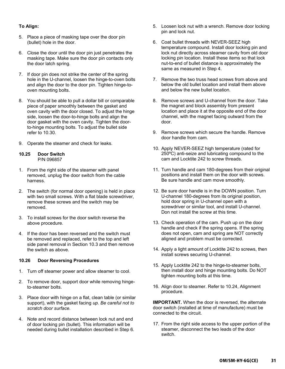 Om/sm-hy-6g(ce) | Unified Brands HYPERSTEAM HY-6G(CE) User Manual | Page 31 / 37