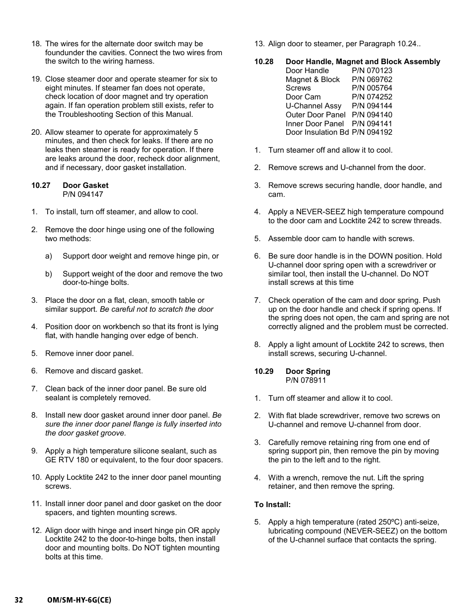 Om/sm-hy-6g(ce) | Unified Brands HYPERSTEAM HY-6G(CE) User Manual | Page 32 / 37