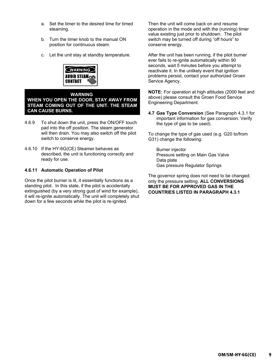 Om/sm-hy-6g(ce) | Unified Brands HYPERSTEAM HY-6G(CE) User Manual | Page 9 / 37