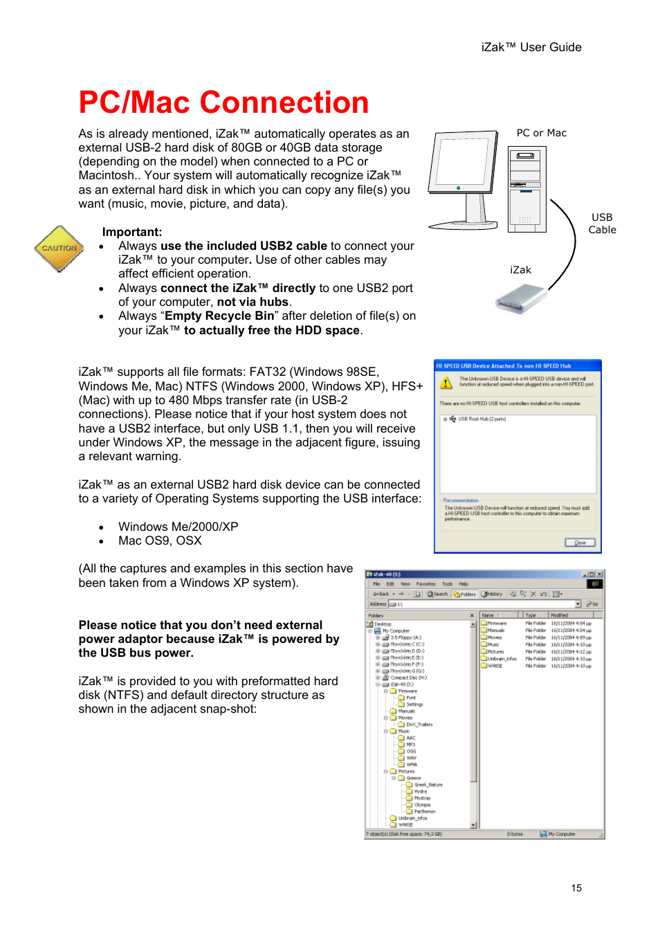 Pc/mac connection | Unibrain iZak User Manual | Page 15 / 42