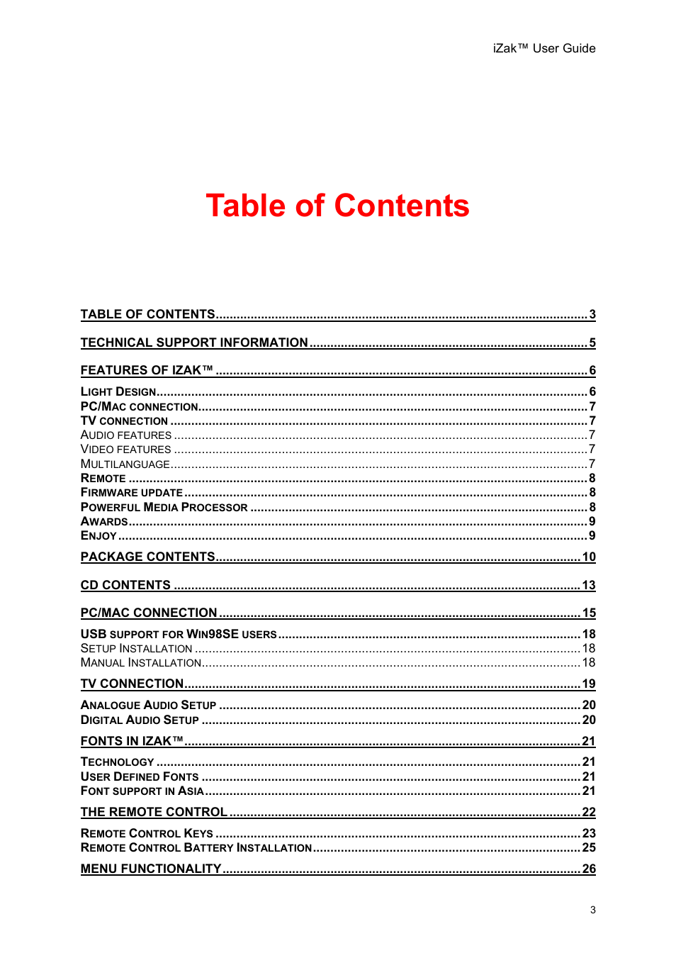 Unibrain iZak User Manual | Page 3 / 42