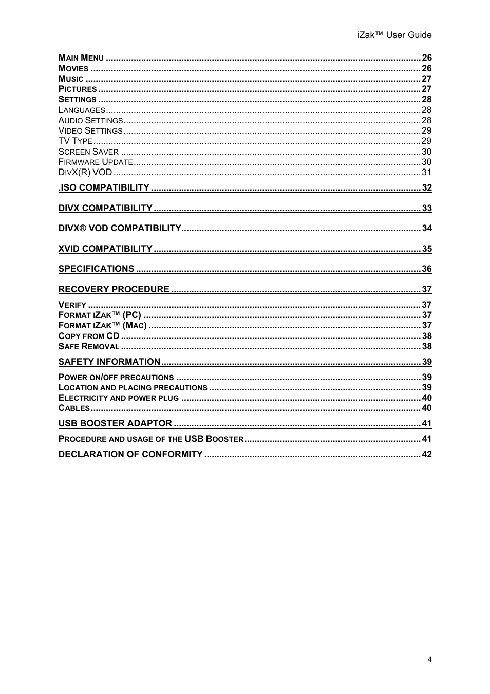Unibrain iZak User Manual | Page 4 / 42