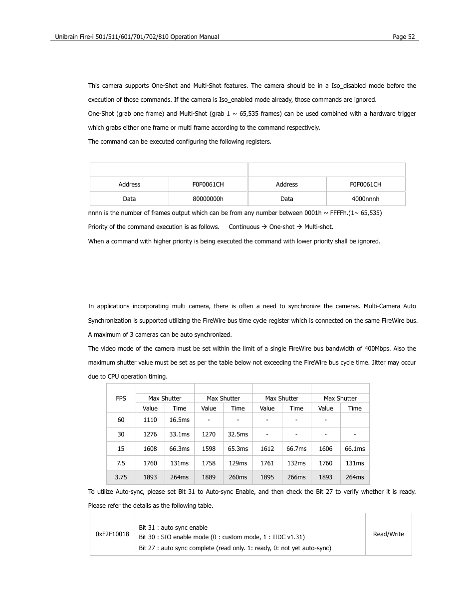 One-shot and multi-shot, Multi-camera auto-sync | Unibrain 501 User Manual | Page 60 / 82