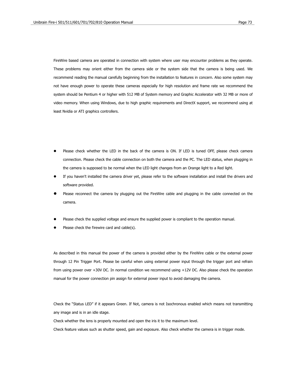 Trouble shooting, Hardware related issues | Unibrain 501 User Manual | Page 81 / 82