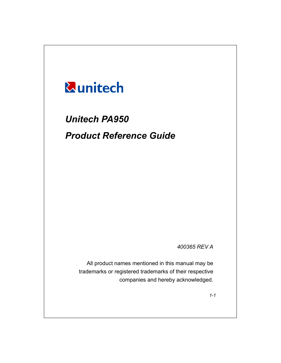 Unitech PA950 User Manual | 204 pages