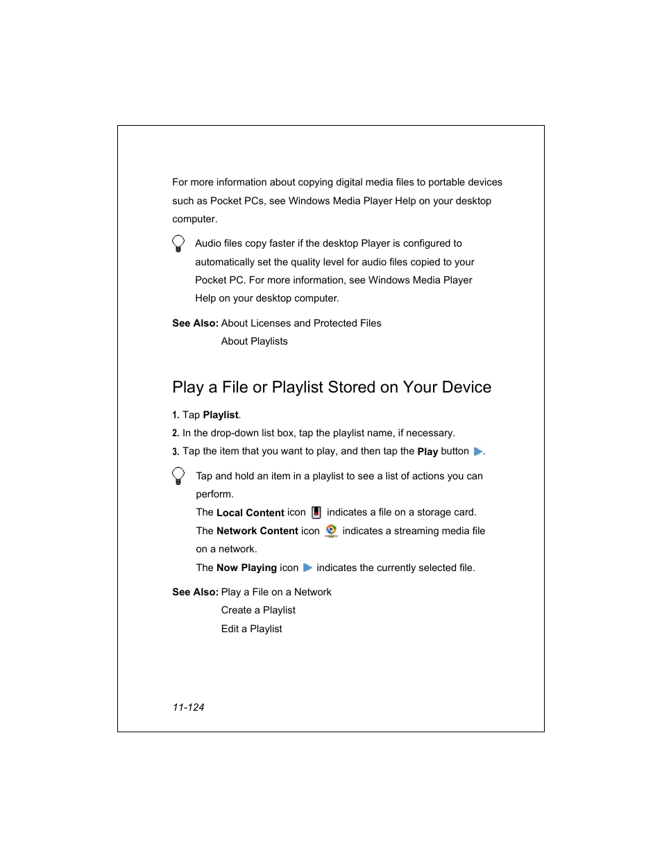 Play a file or playlist stored on your device | Unitech PA950 User Manual | Page 124 / 204