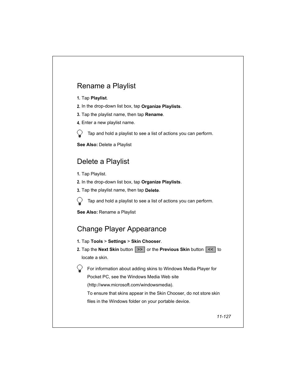 Rename a playlist, Delete a playlist, Change player appearance | Unitech PA950 User Manual | Page 127 / 204