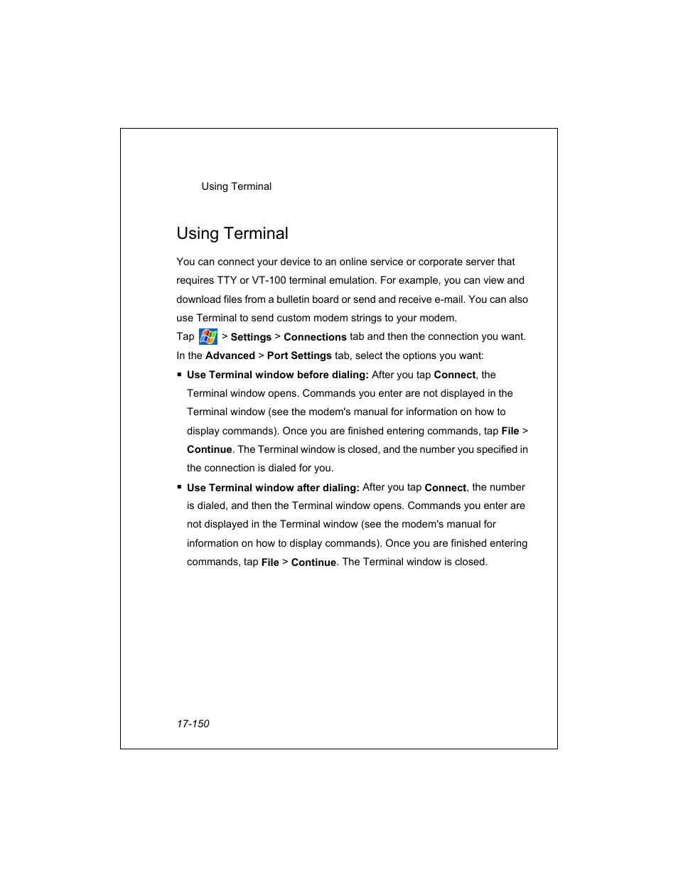 Using terminal | Unitech PA950 User Manual | Page 150 / 204