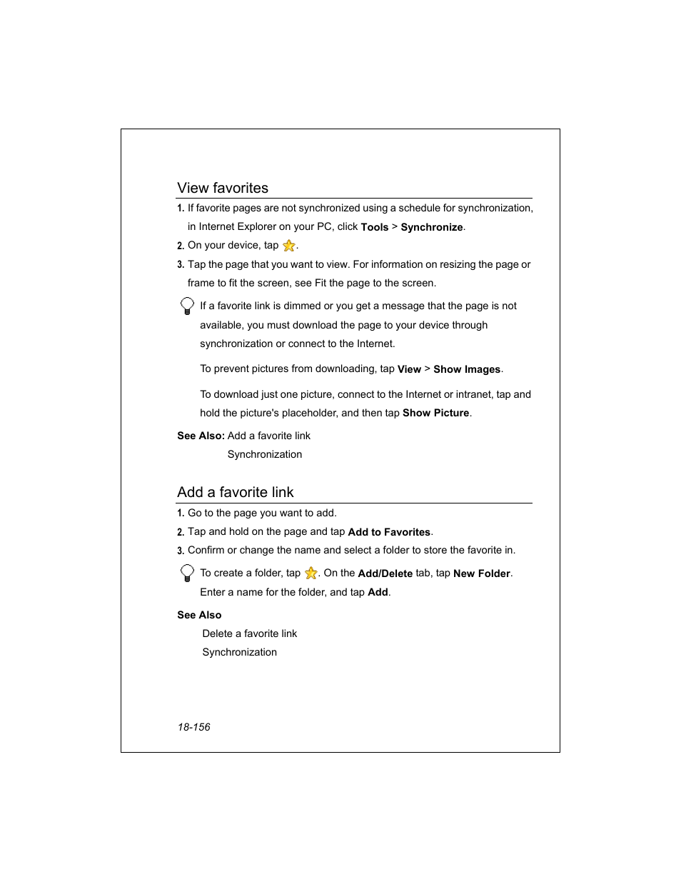 View favorites, Add a favorite link | Unitech PA950 User Manual | Page 156 / 204