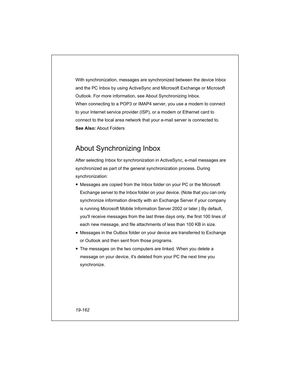 About synchronizing inbox | Unitech PA950 User Manual | Page 162 / 204