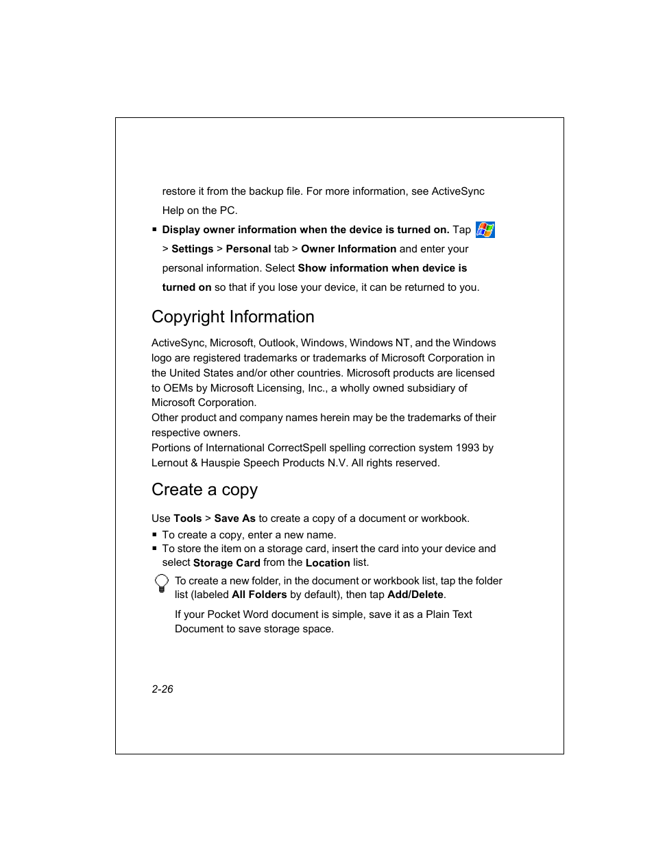 Copyright information, Create a copy | Unitech PA950 User Manual | Page 26 / 204