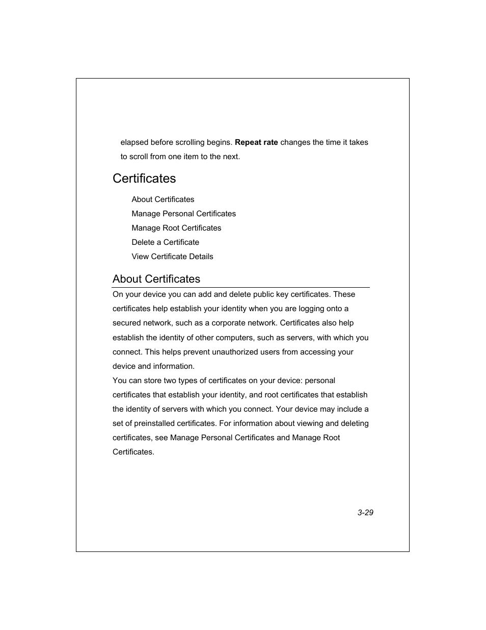 Certificates, About certificates | Unitech PA950 User Manual | Page 29 / 204
