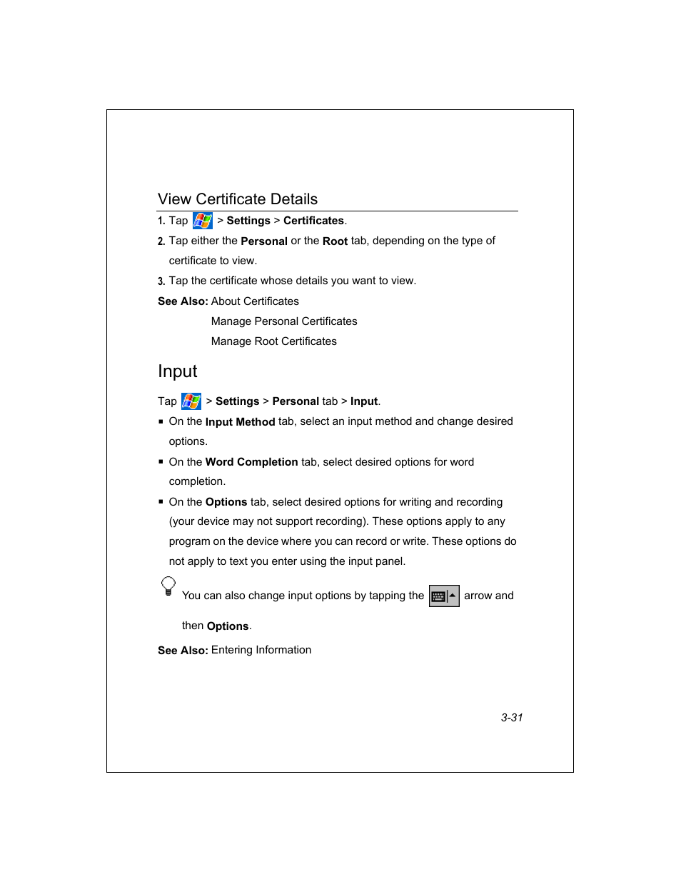 Input, View certificate details | Unitech PA950 User Manual | Page 31 / 204