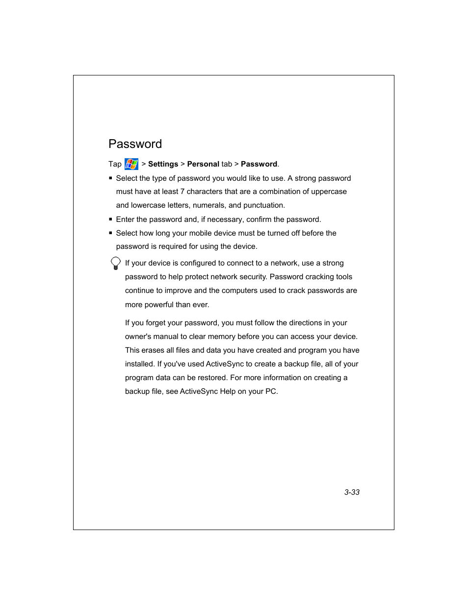 Password | Unitech PA950 User Manual | Page 33 / 204