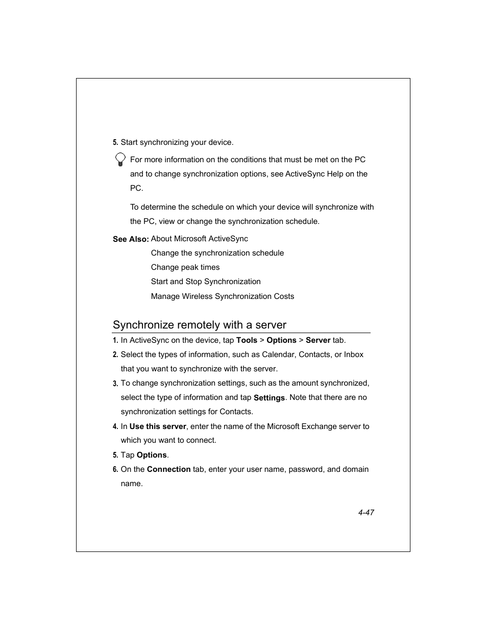 Synchronize remotely with a server | Unitech PA950 User Manual | Page 47 / 204