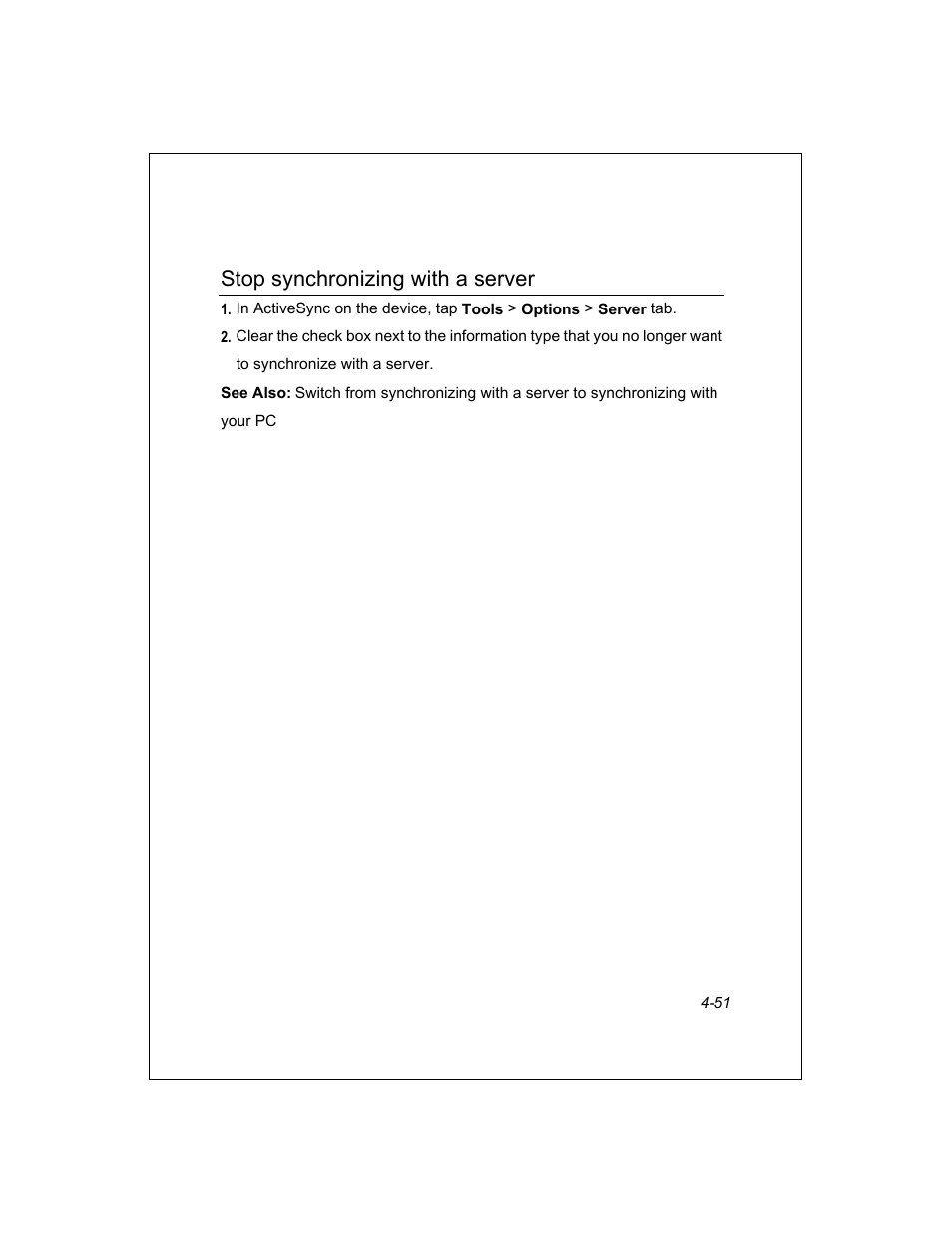 Stop synchronizing with a server | Unitech PA950 User Manual | Page 51 / 204