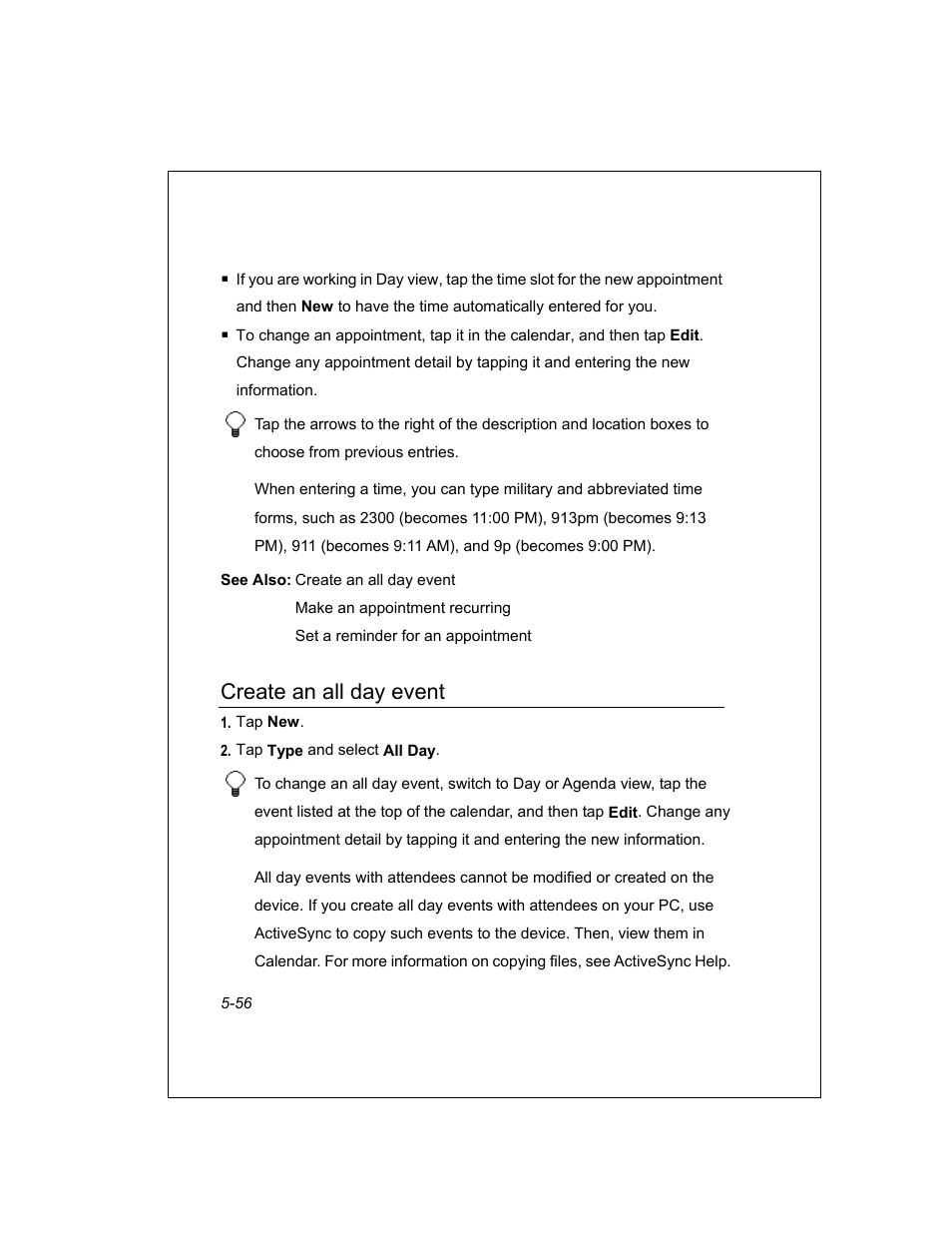 Create an all day event | Unitech PA950 User Manual | Page 56 / 204