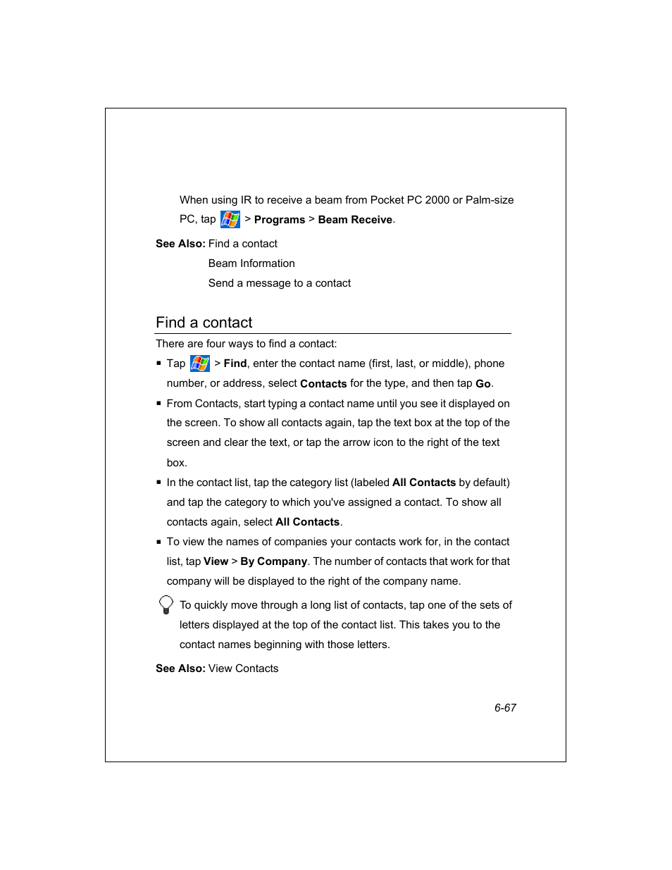 Find a contact | Unitech PA950 User Manual | Page 67 / 204