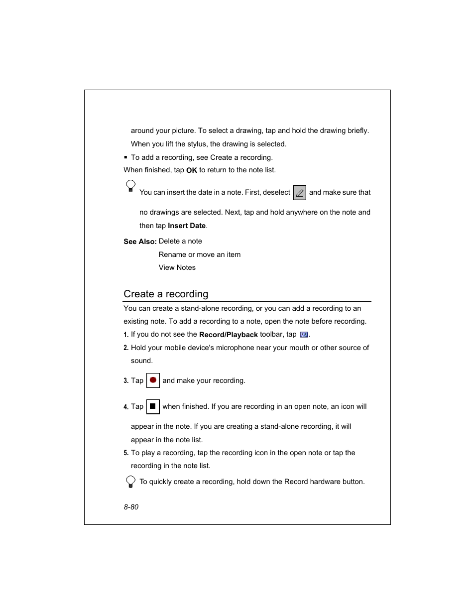 Create a recording | Unitech PA950 User Manual | Page 80 / 204