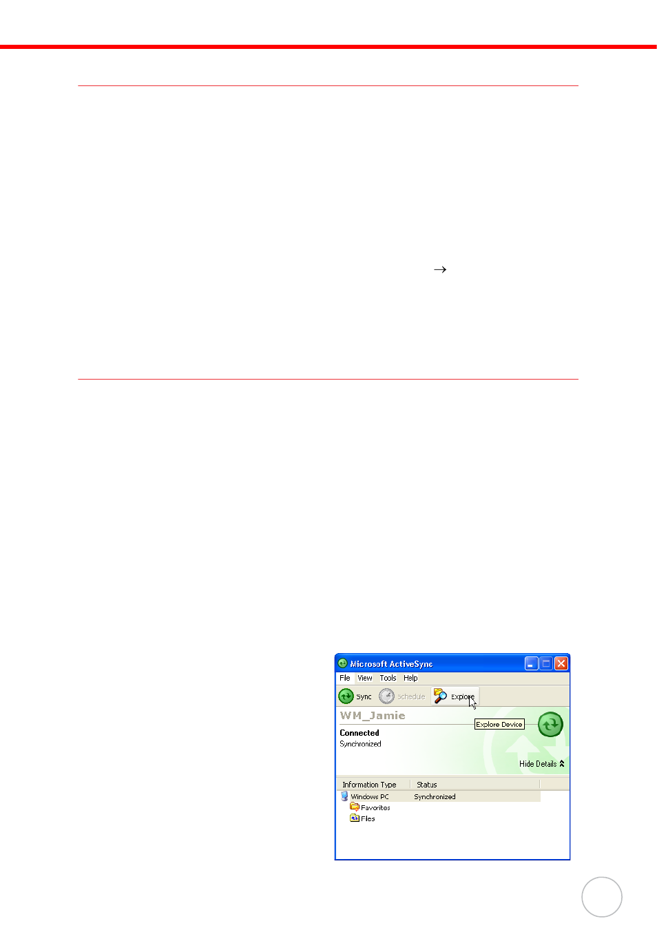 Synchronizing information, Synchronization options, Using activesync to exchange files | Unitech PA600 User Manual | Page 39 / 51