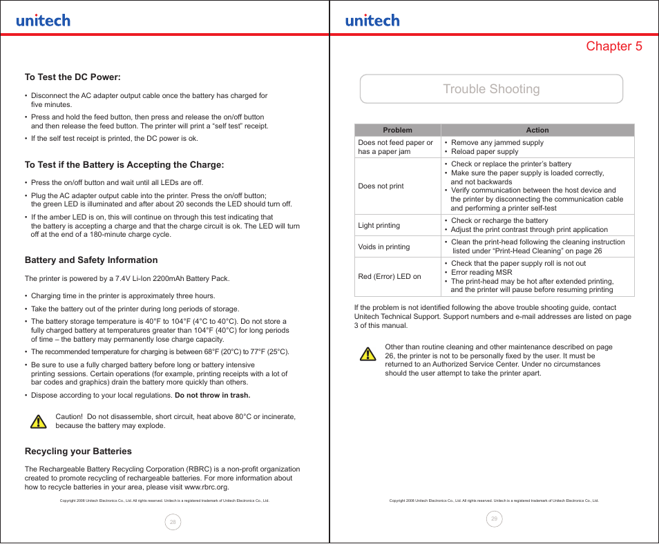 Trouble shooting chapter 5 | Unitech MP300 User Manual | Page 15 / 18