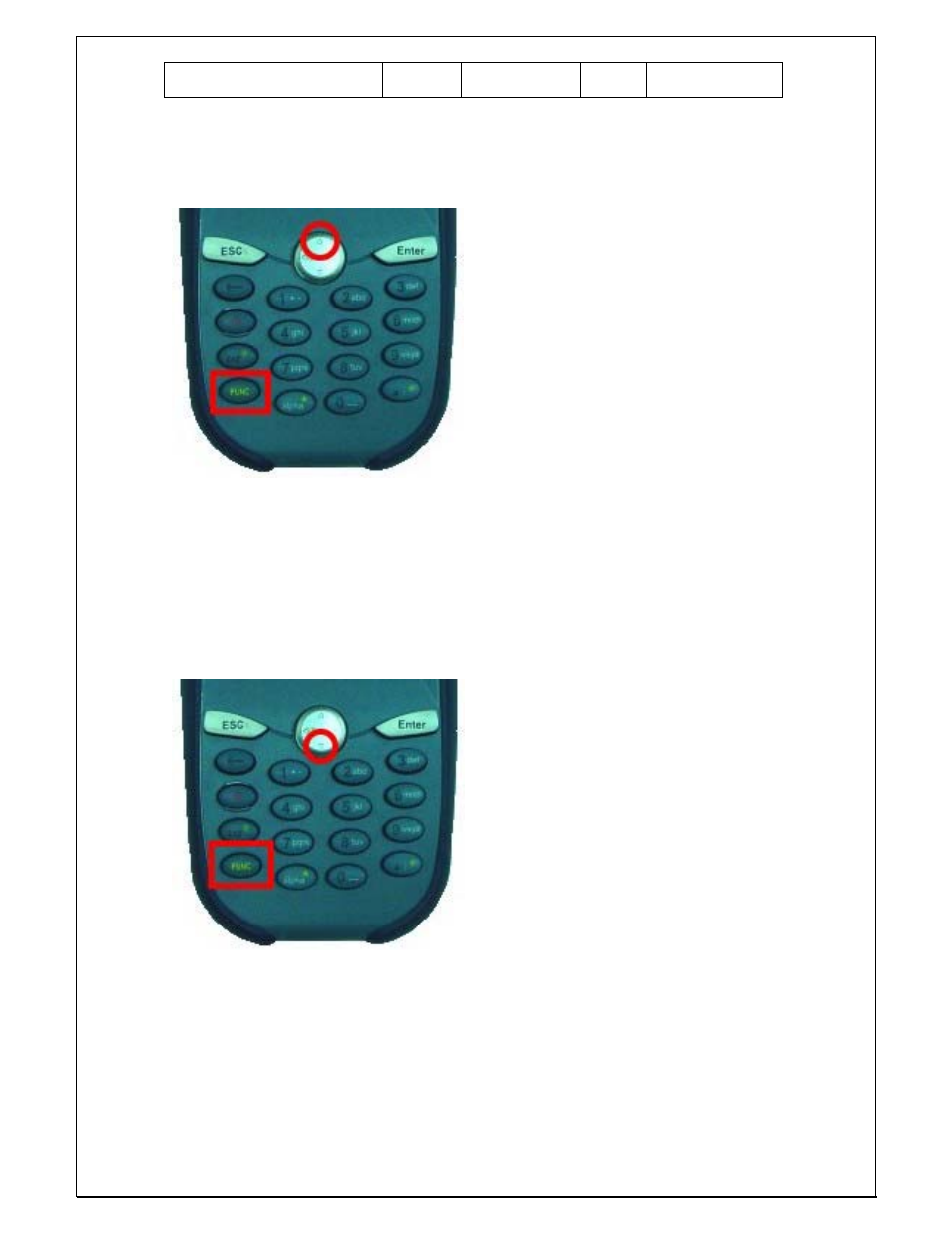 2 func + up arrow, 3 func + down arrow, 4 func + tab | Unitech PA960 User Manual | Page 112 / 144
