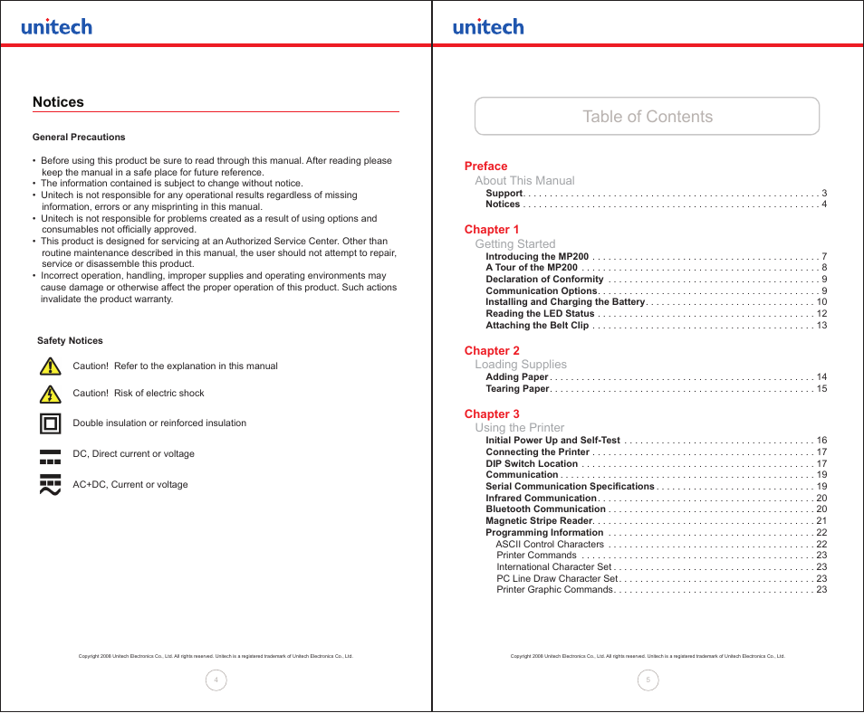 Unitech MP200 User Manual | Page 3 / 18