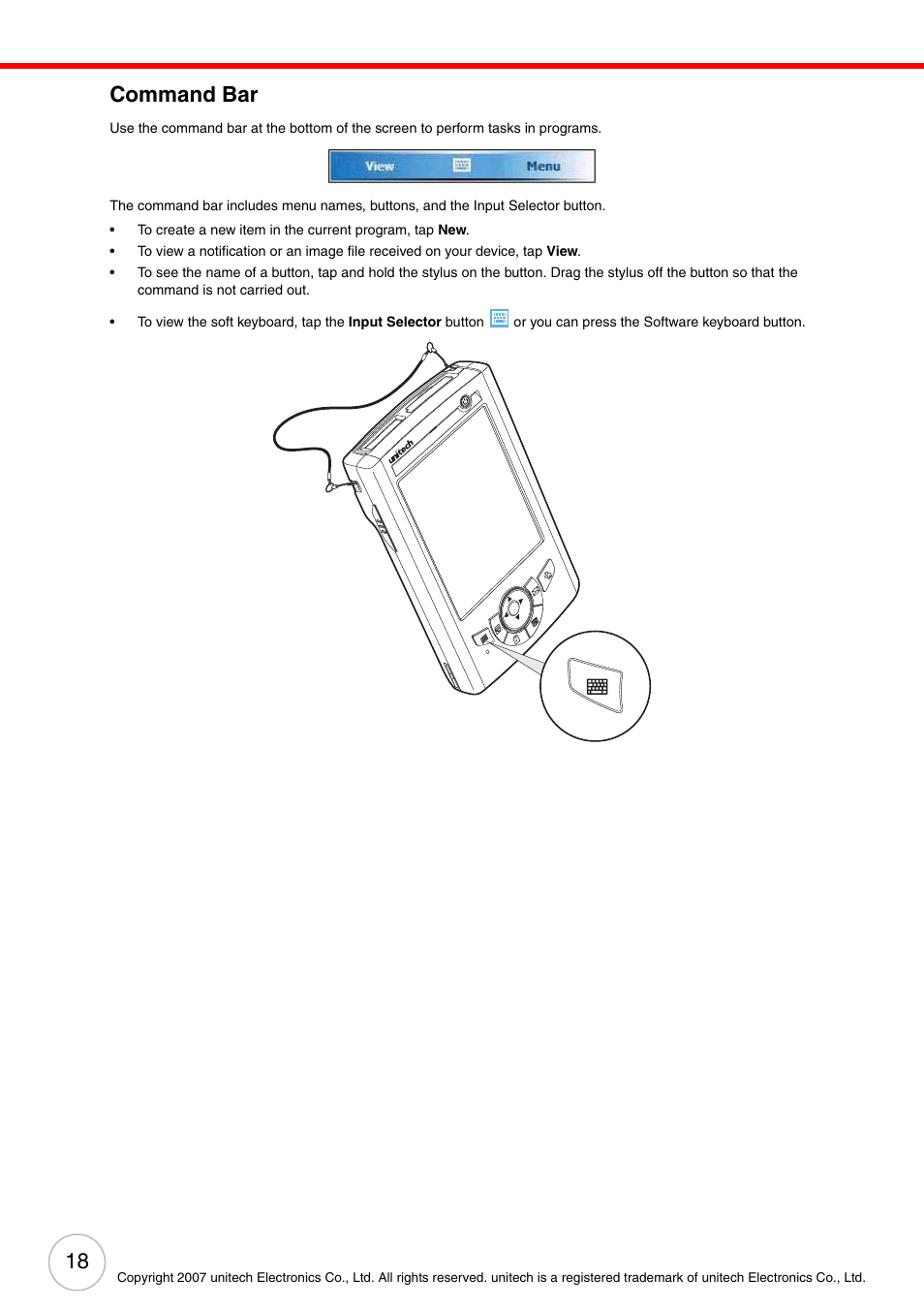 Command bar | Unitech PA500 User Manual | Page 24 / 84