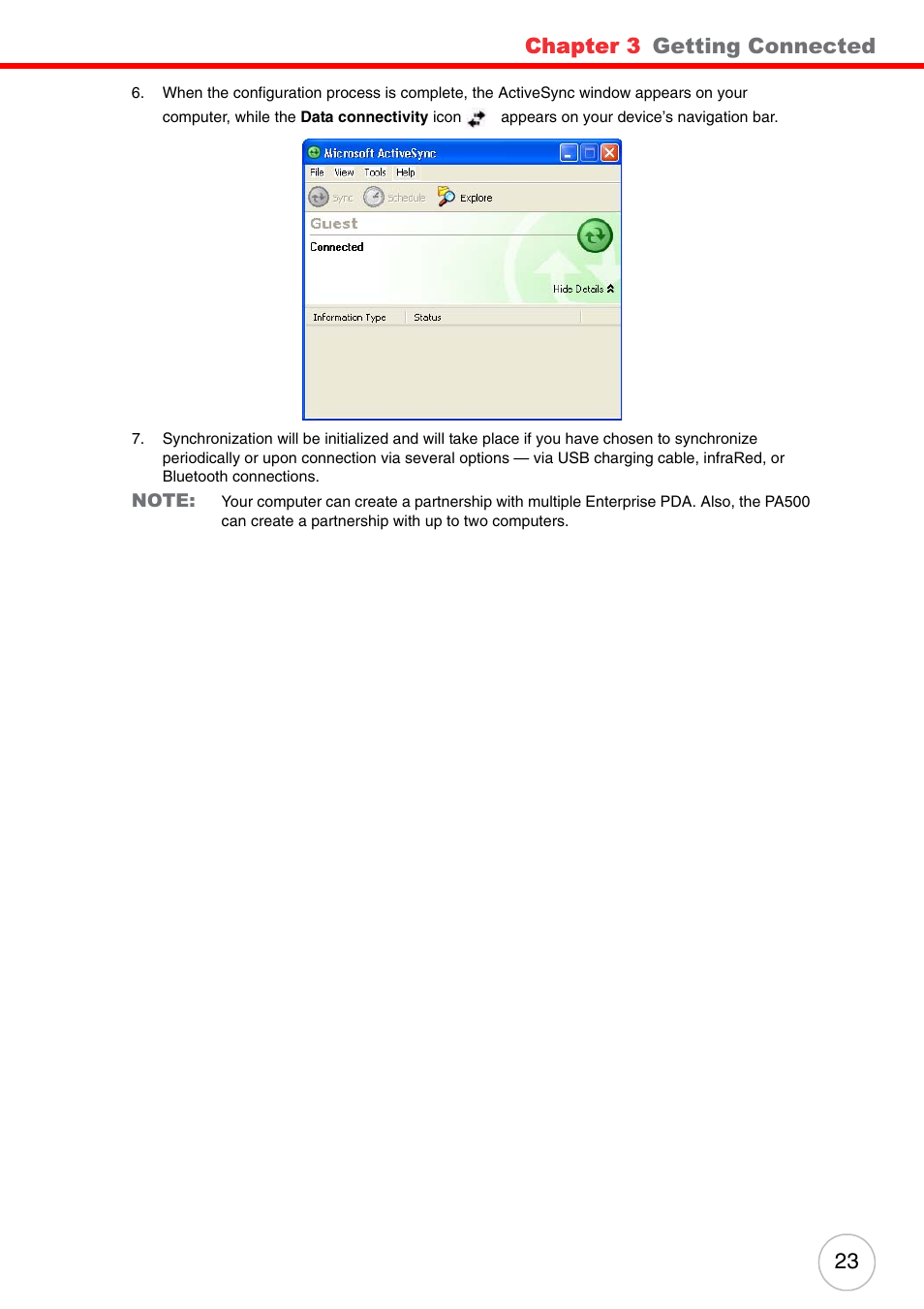 Chapter 3, Getting connected | Unitech PA500 User Manual | Page 29 / 84