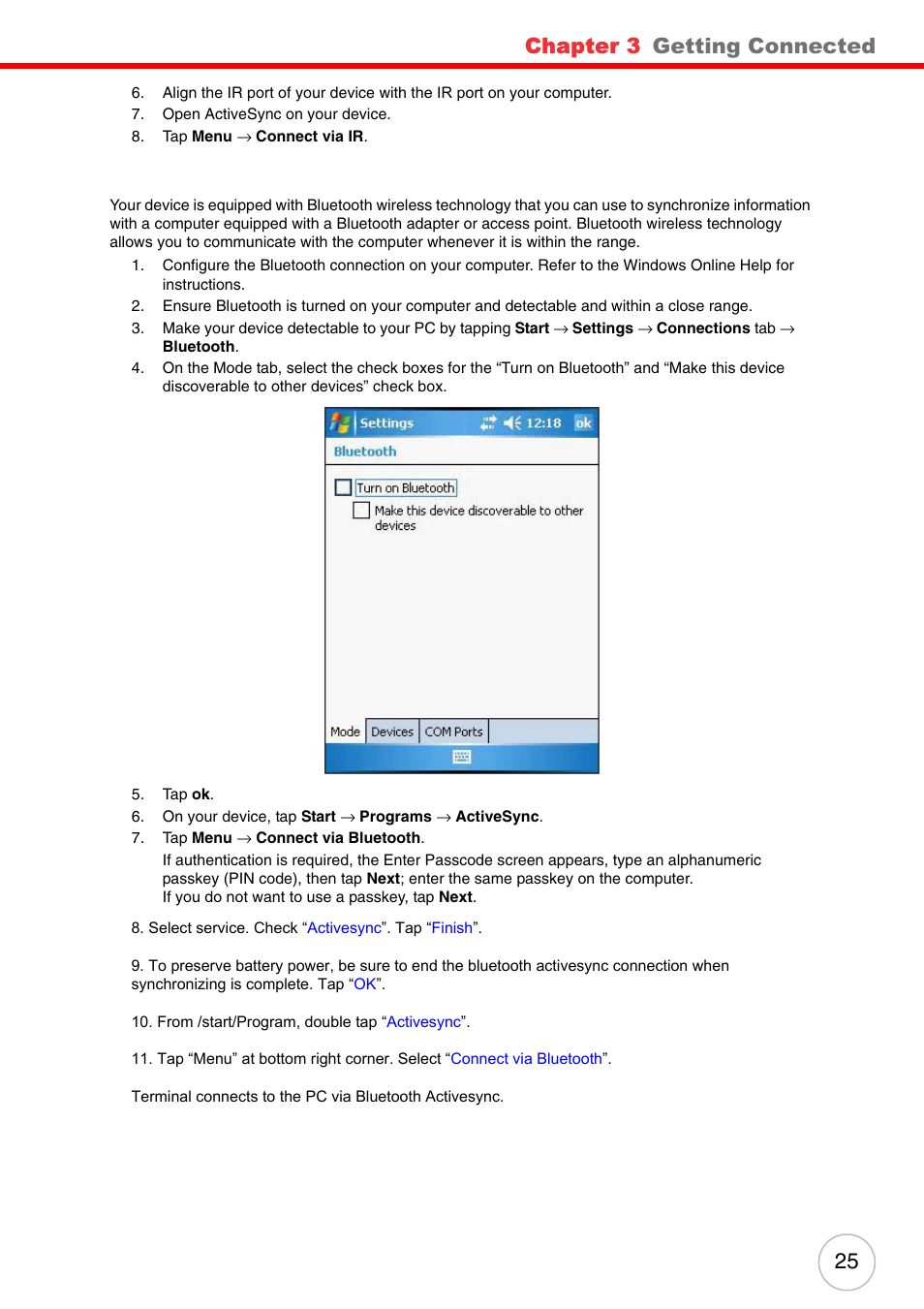 Chapter 3, Getting connected | Unitech PA500 User Manual | Page 31 / 84