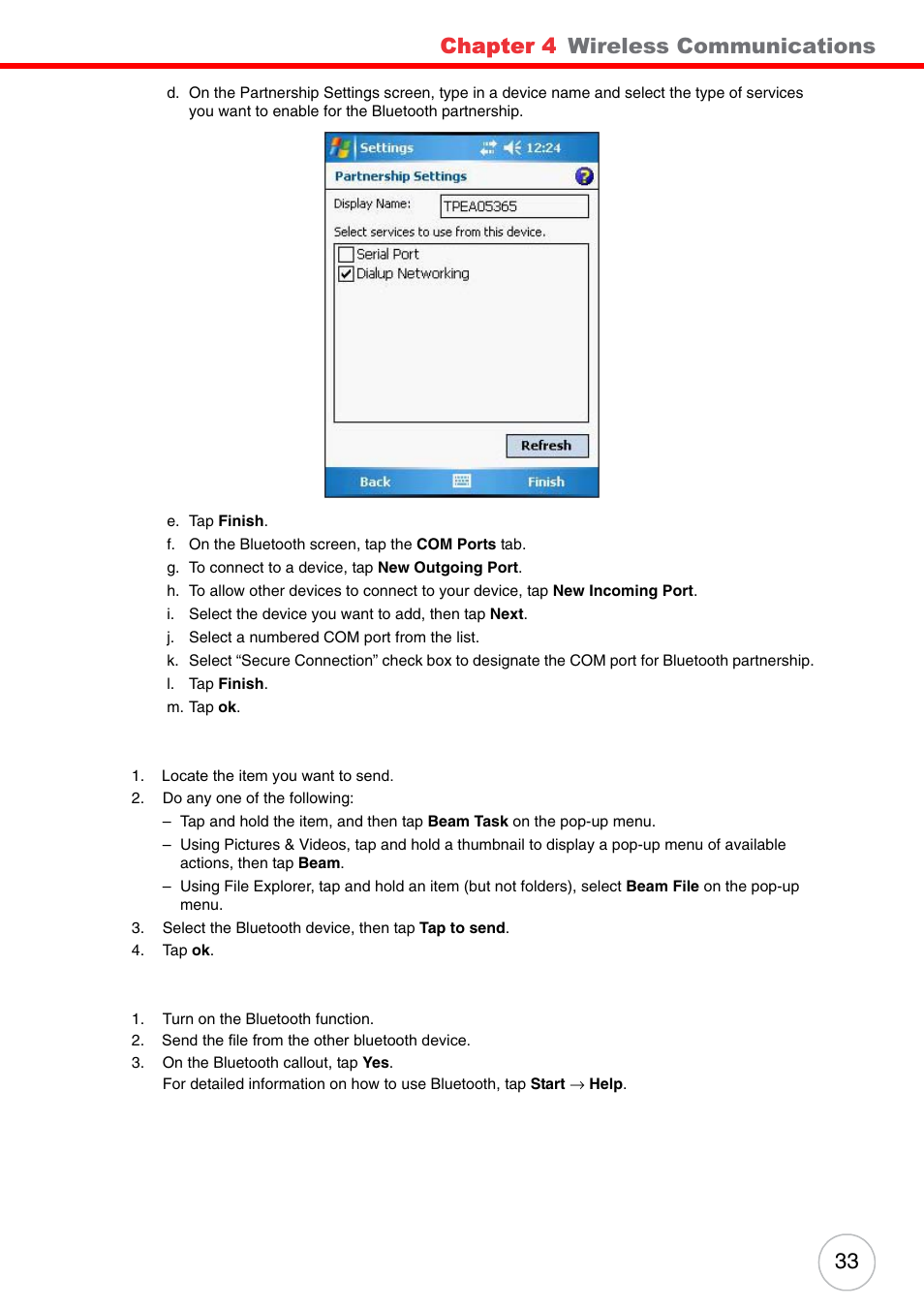 Chapter 4, Wireless communications | Unitech PA500 User Manual | Page 39 / 84