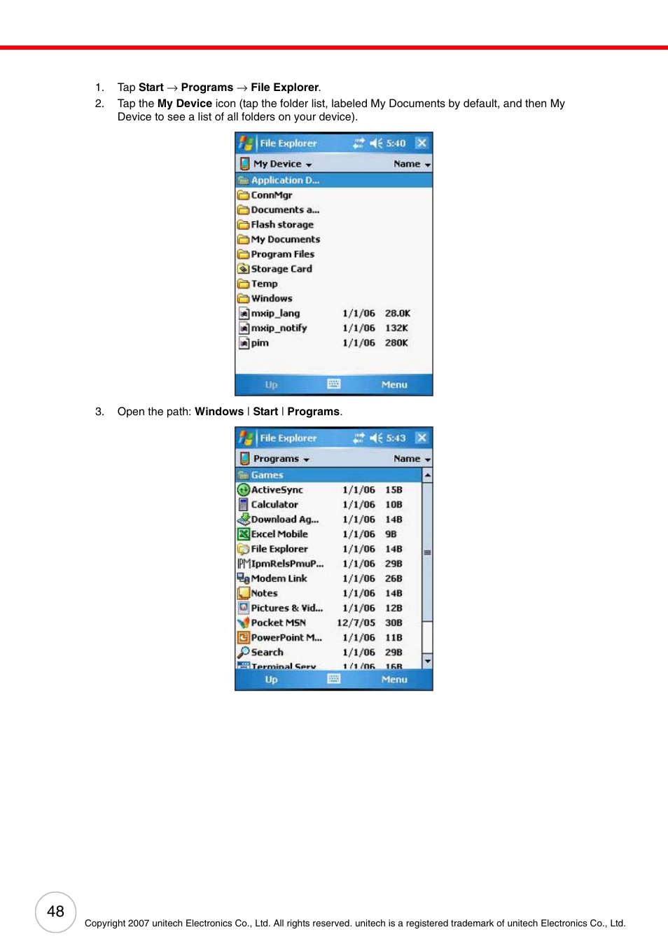 Unitech PA500 User Manual | Page 54 / 84