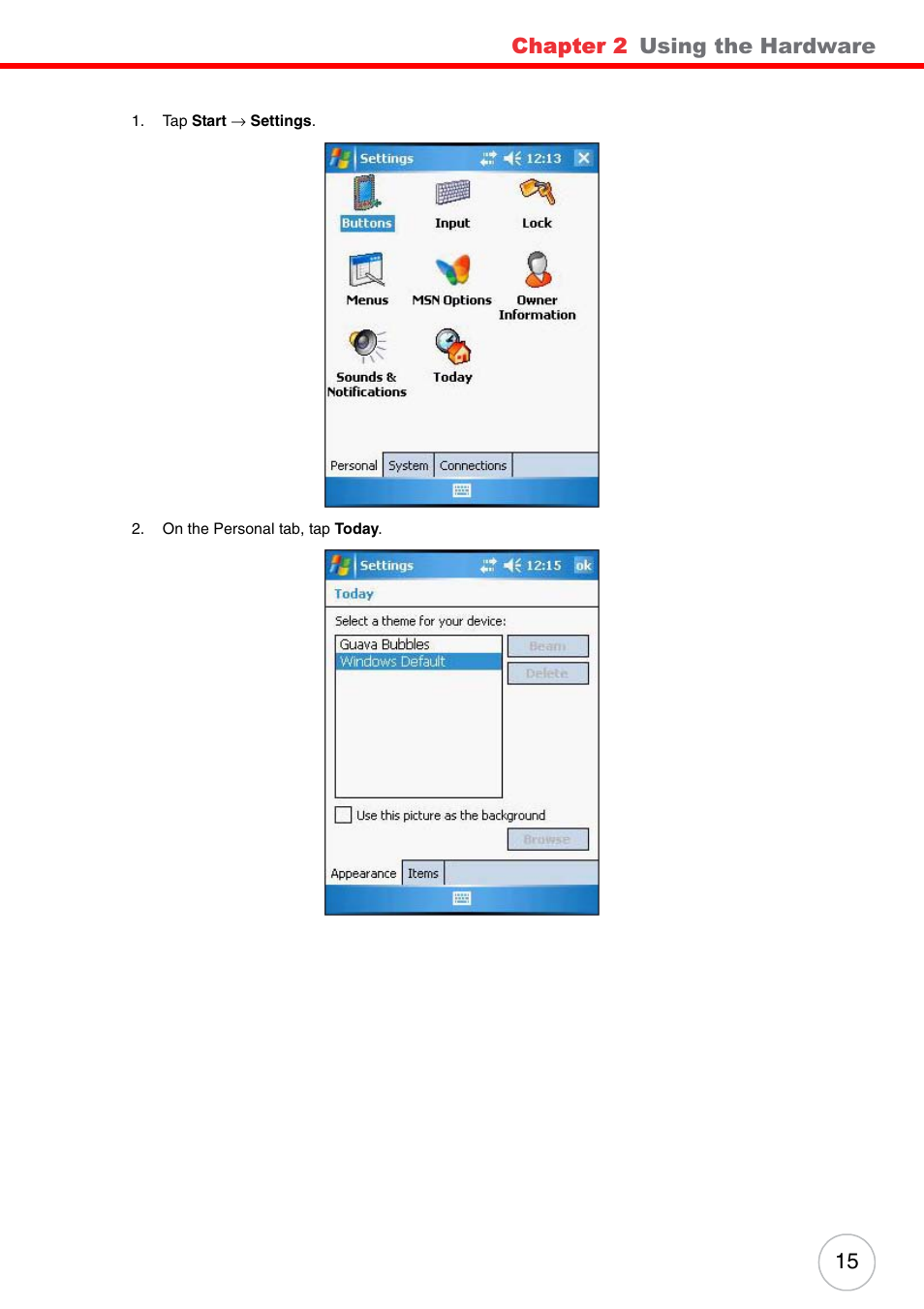 Chapter 2, Using the hardware | Unitech ENTERPRISE PA500 User Manual | Page 21 / 84