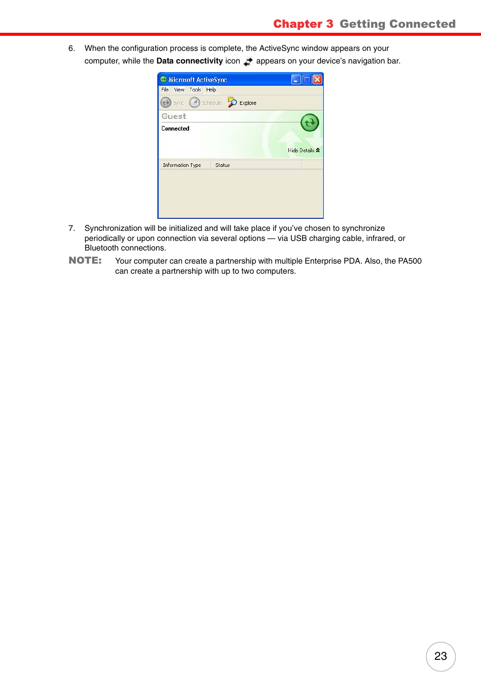 Chapter 3, Getting connected | Unitech ENTERPRISE PA500 User Manual | Page 29 / 84