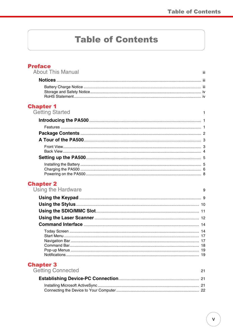 Unitech ENTERPRISE PA500 User Manual | Page 5 / 84