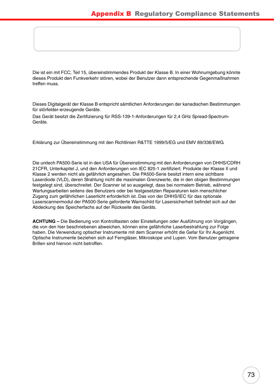 Erklarung zur ubereinstimmung mit | Unitech ENTERPRISE PA500 User Manual | Page 79 / 84
