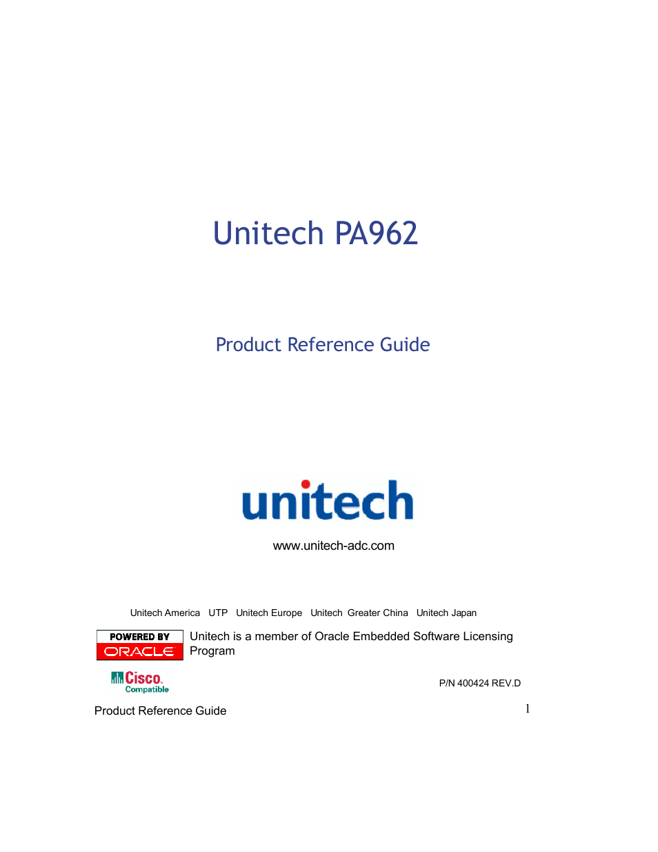 Unitech PA962 User Manual | 51 pages