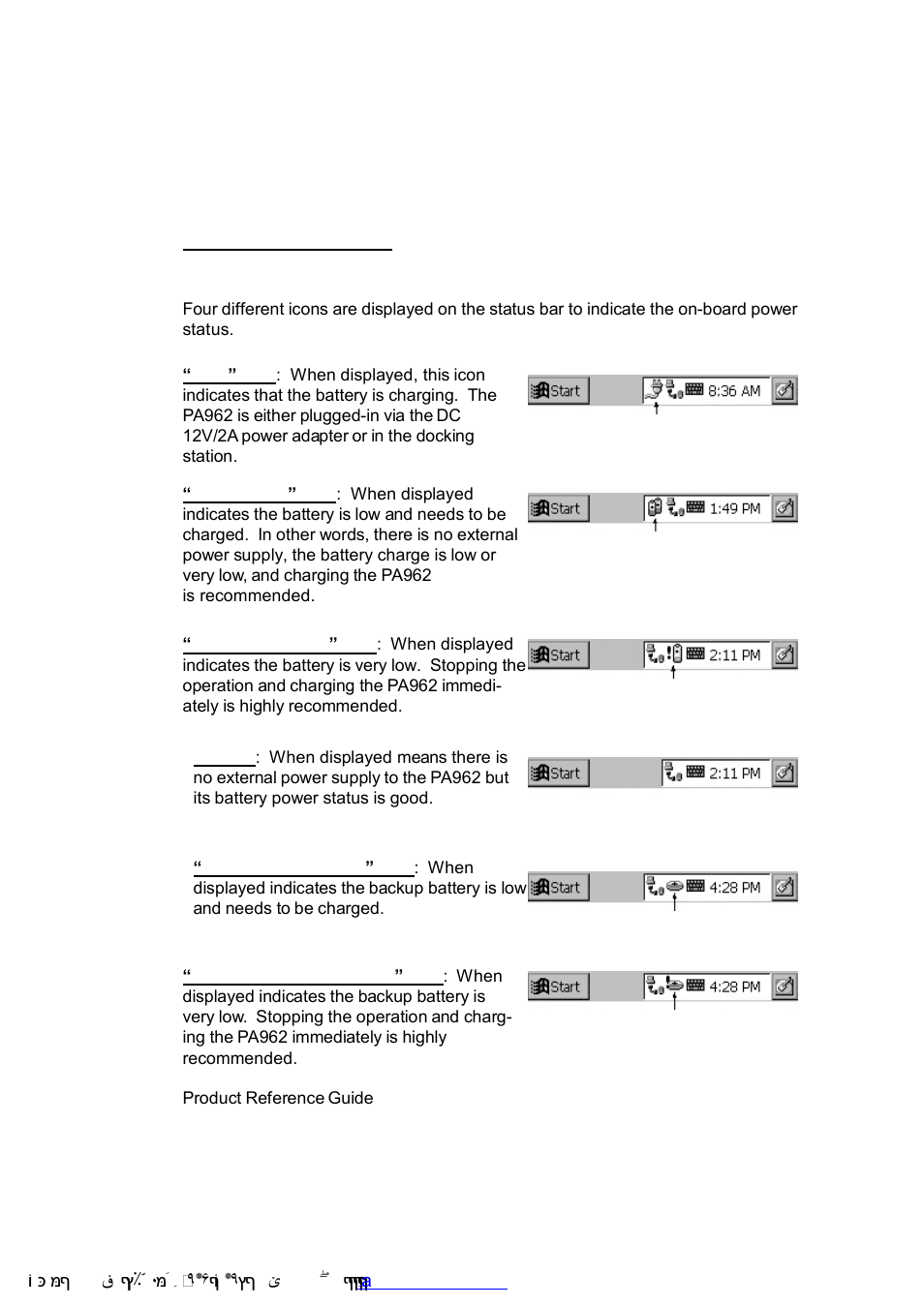 Power status indication | Unitech PA962 User Manual | Page 19 / 51