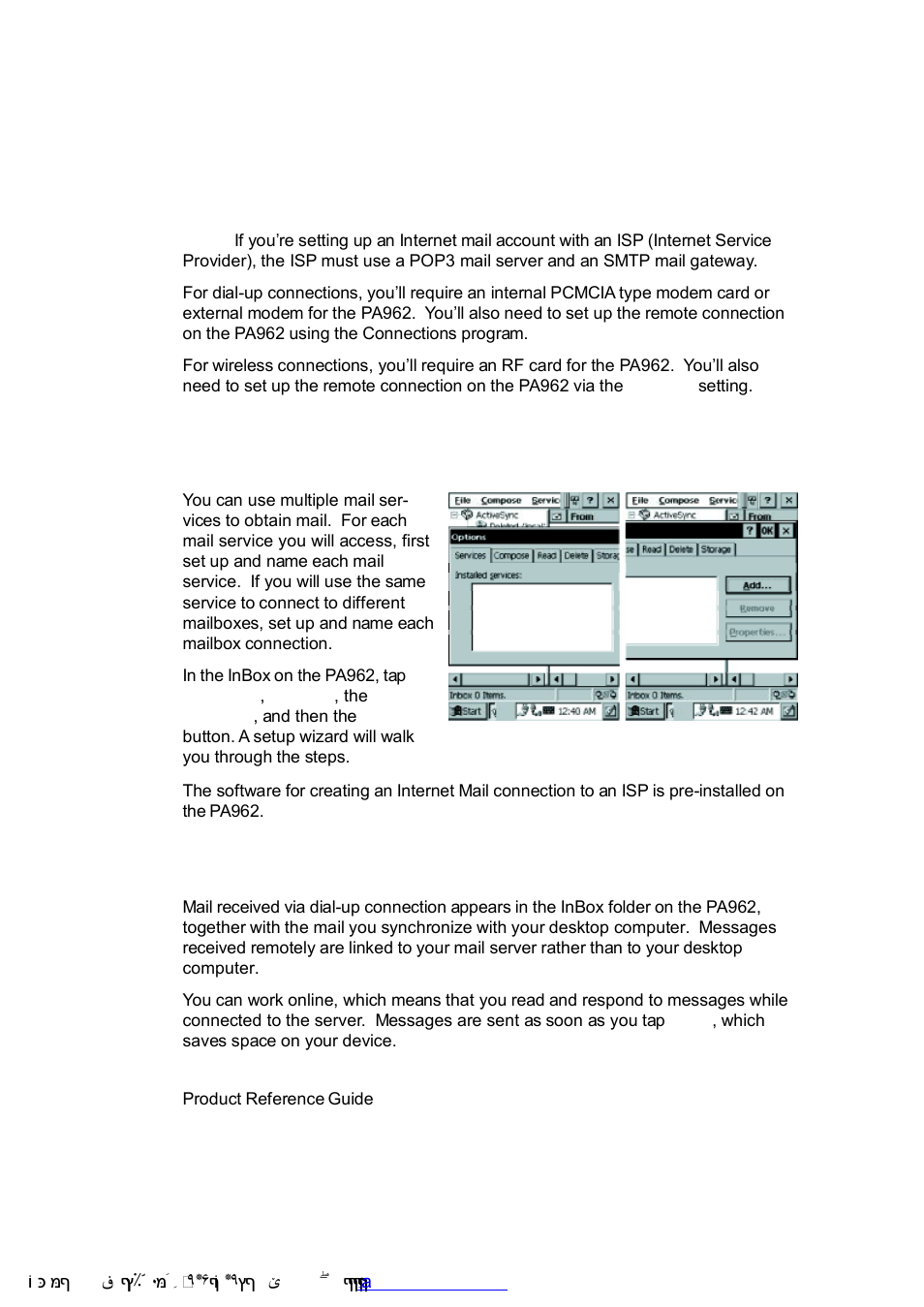 Setting up remote mail, Work remotely | Unitech PA962 User Manual | Page 35 / 51