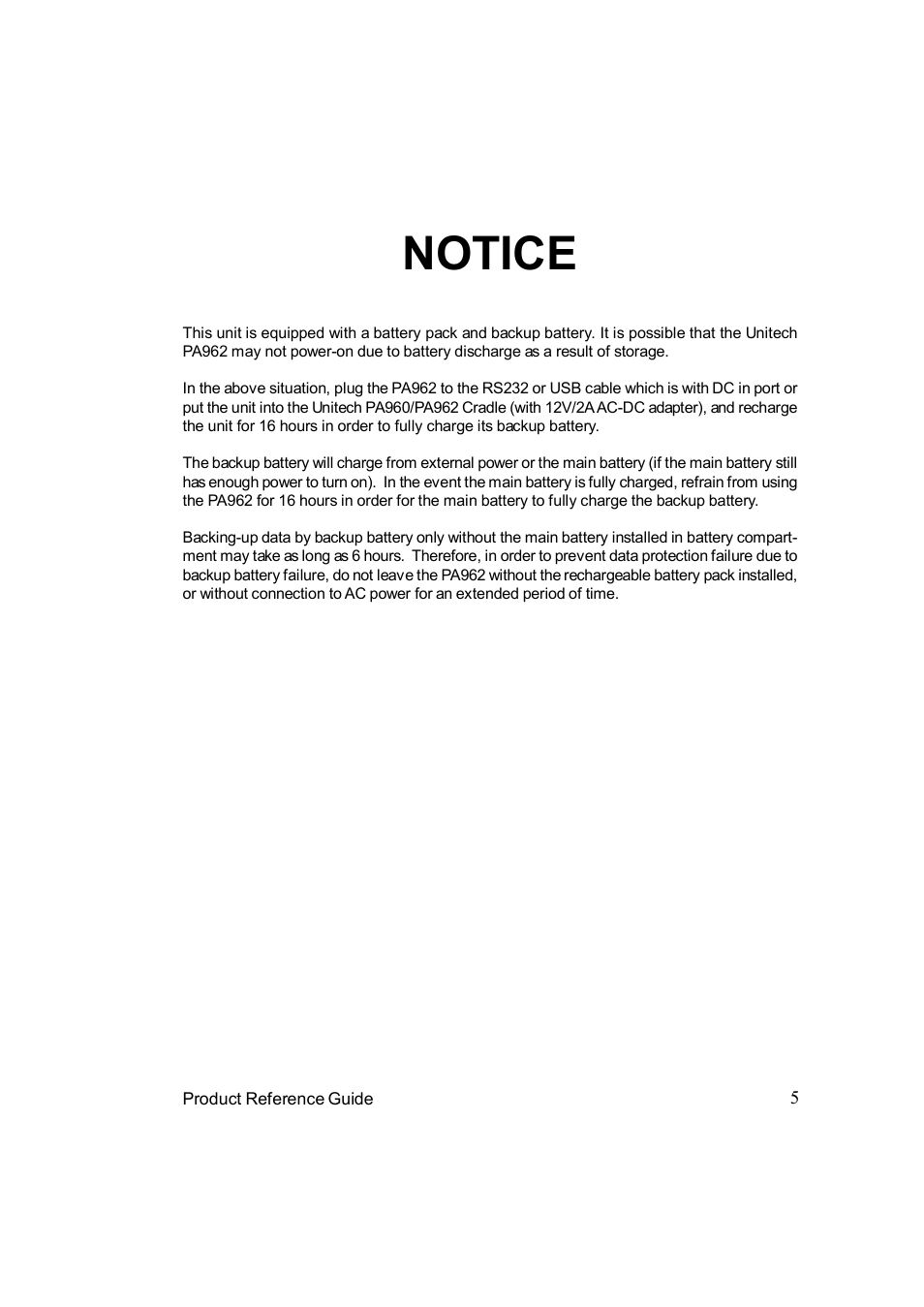 Notice | Unitech PA962 User Manual | Page 5 / 51