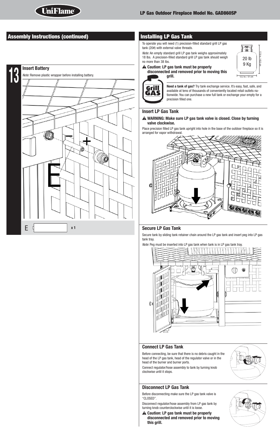 Uniflame GAD860SP User Manual | Page 8 / 12