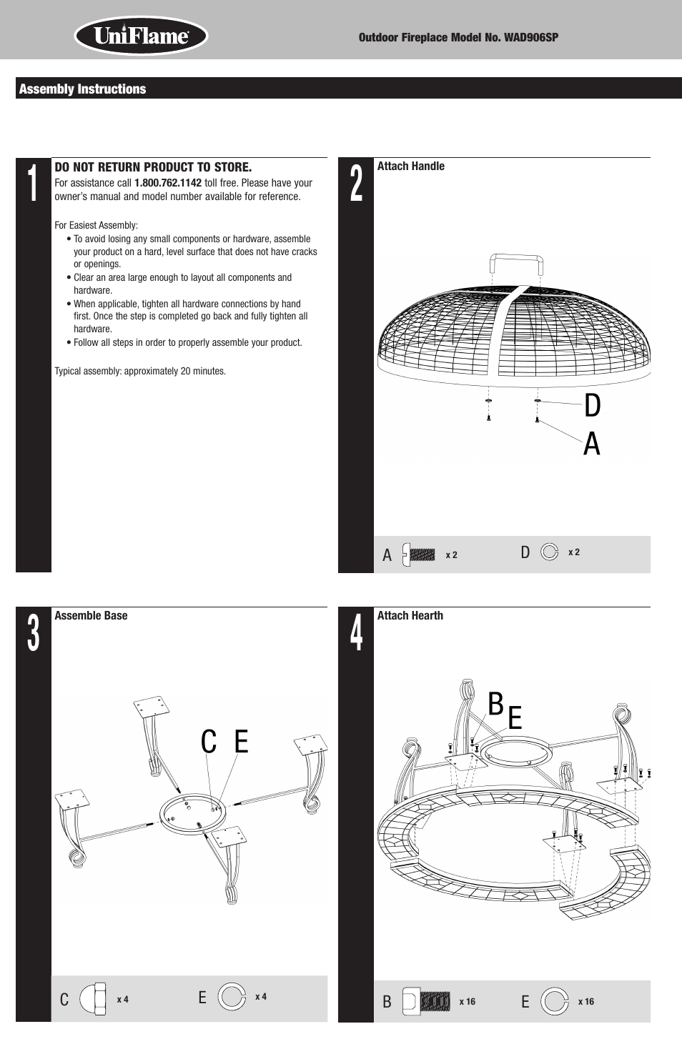 Uniflame WAD906SP User Manual | Page 4 / 8